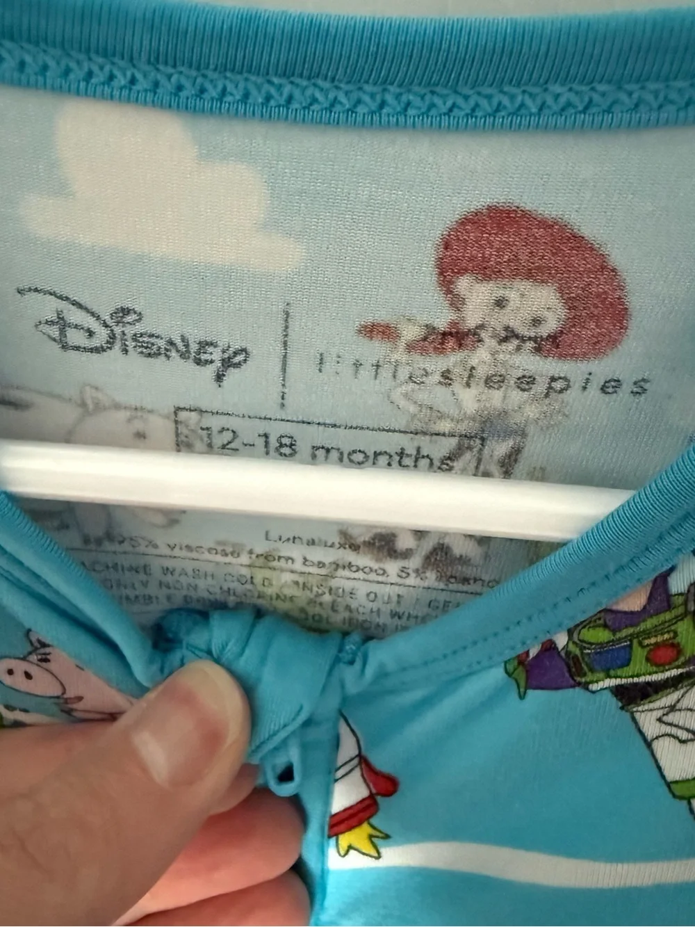 Little Sleepies Blue Toy Story Character Zip One-Piece Footie